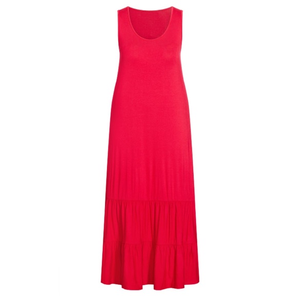 Evans 26/28W Persian Red Frill Hem Maxi Dress Q20.10 - Picture 3 of 6